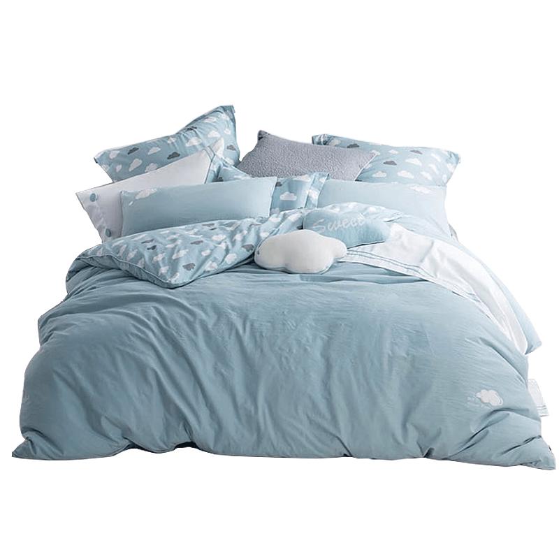 LOVO Washed Cotton 4-Piece Bedding Set 1.8m Bed (Duvet 220x240cm)