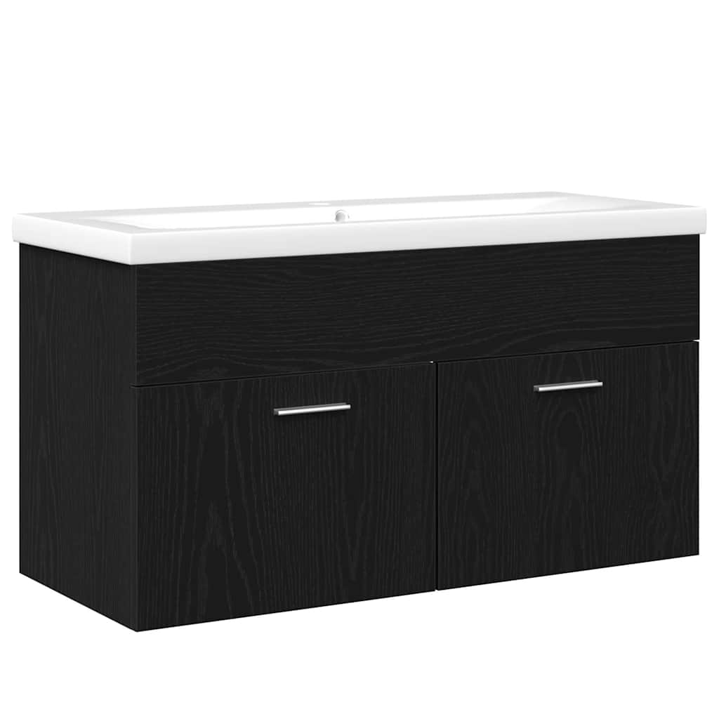 Bathroom Cabinet Black Oak Effect 90 x 38.5 x 46 cm