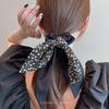 Korean Dongdaemun Elegant Floral Ribbon Bow Hair Tie - Celebrity Style Hair Accessory