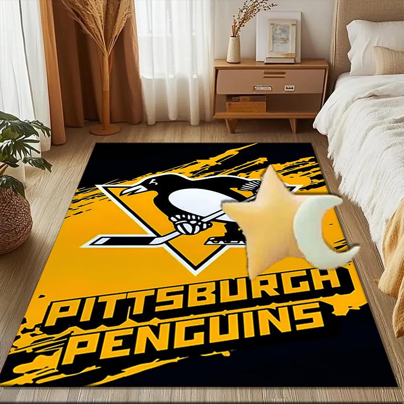 Pittsburgh Penguins Hockey Team Floor Mat for Living Room, Game Rooms, Office, Bedroom, Office Floor Mat Playful Design, Christmas Fan Gifts