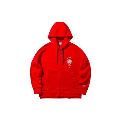 Li Ning Loose Fit Hoodie Sports Jacket Women Jackets Cinnabar-Red AWDQ136-1