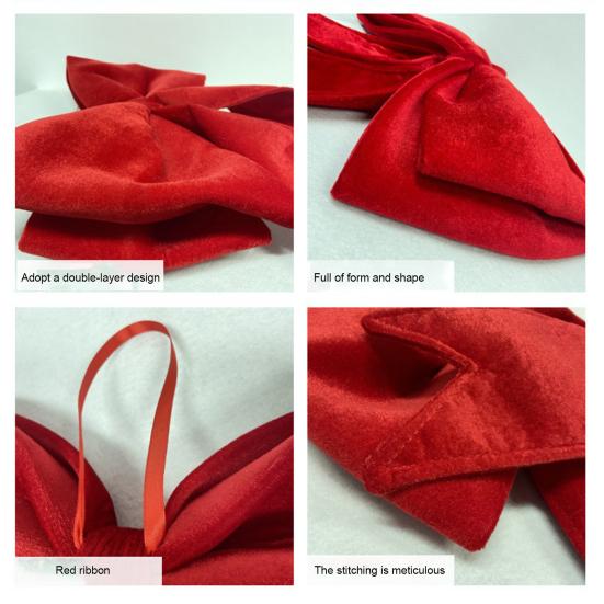 Bow Pendant Red Velvet Christmas Decoration Hanging Ornament Holiday Parties Home Office Festive Gift Party Accessory