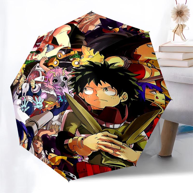 1pc My Hero Academia Characters Auto Open Umbrella, Portable 3-Fold Design with 8-Bone Iron Frame, Outdoor Umbrella, Perfect Gift for Fans, Travelers,