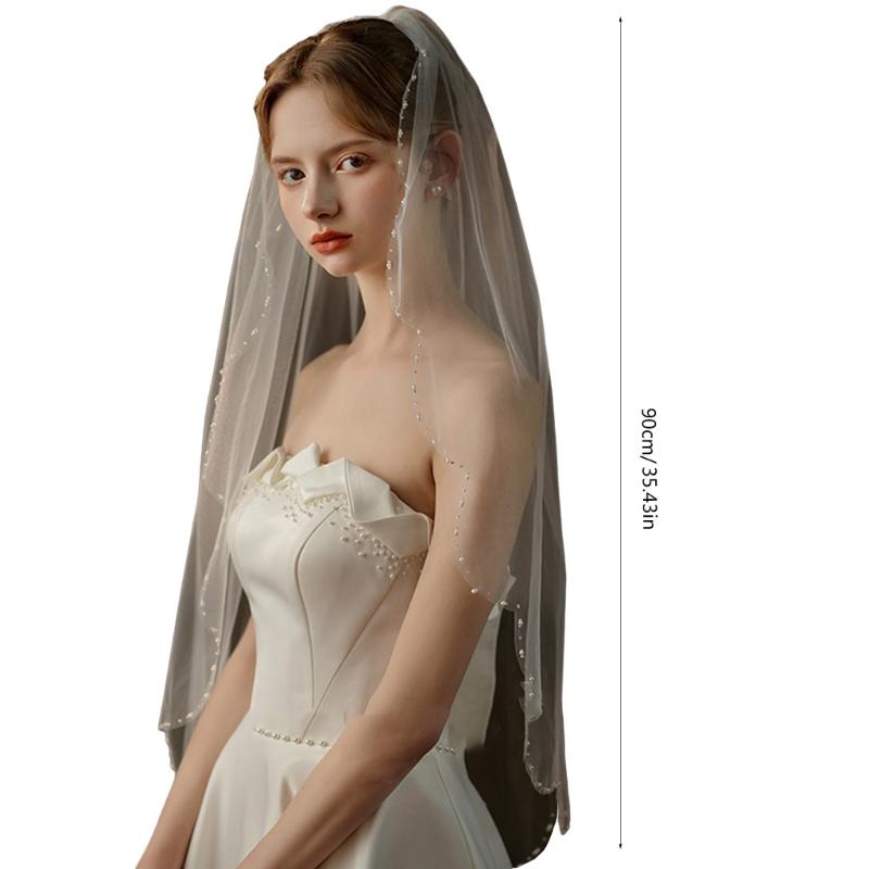 Elegant Single Layer Tulle Bridal Veil Rhinestones Comb Veil Wedding Veil for Wedding And Special Occasion