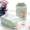 15pcs Green Gift Packing Box with Transparent Window Party Favor Boxes Vintage Kraft Paper Treat Holders for Weddings Celebrations & Birthdays