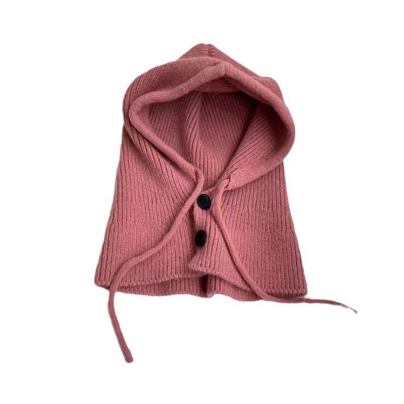 Balaclava hat women's autumn and winter thickened warm hat scarf dual-purpose integrated ear protection knitted hat