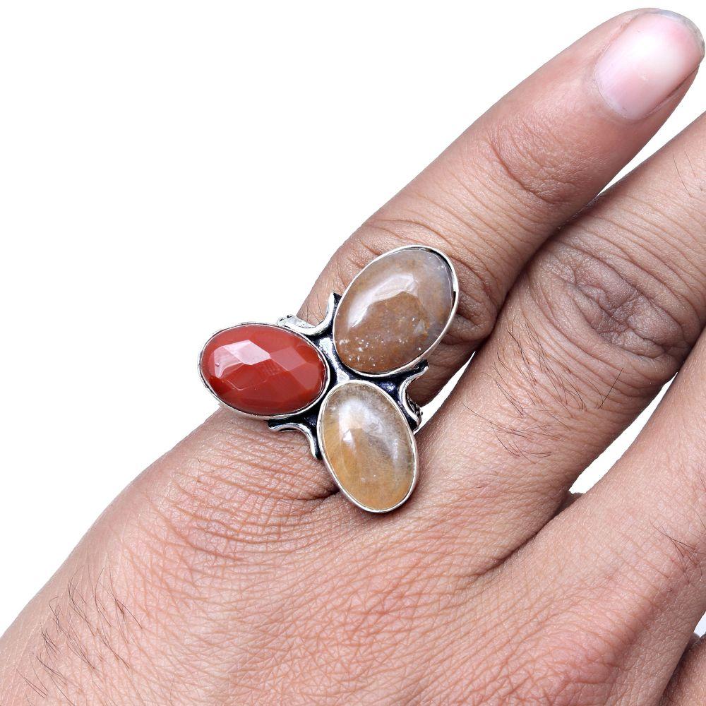 Sunstone Gemstone Handmade Silver Jewelry  "7"