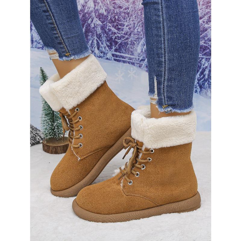 Winter New Block Heel Snow Boots Warm Fleece Lined