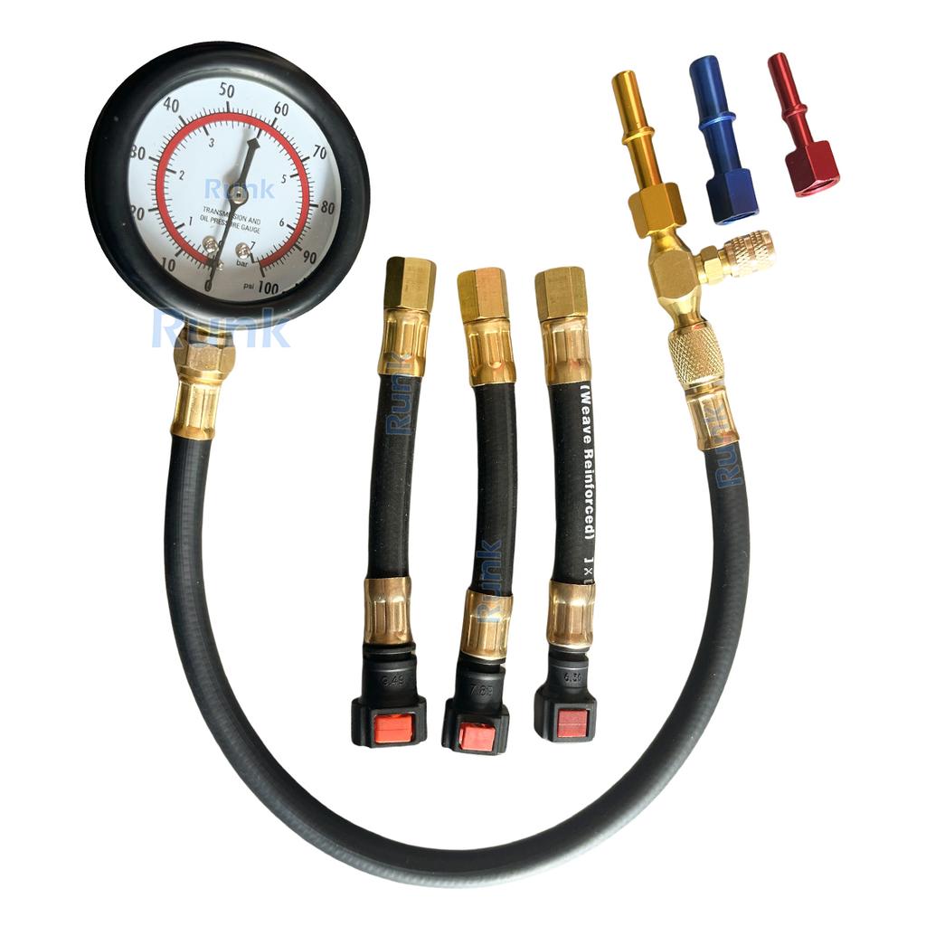 Fuel Pressure Tester Kit 0-100PSI 3-Size Adapters Fuel Pump Pressure Tester Multiple Connection Methods for Car Truck Motorcycle