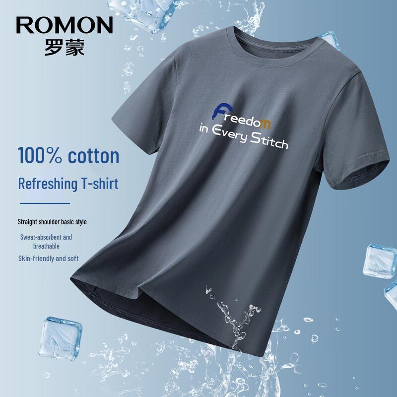 

ROMON Men s Pure Cotton Round Neck T-Shirt TH2625 185