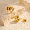 Elegant Heart-shaped Zircon Stud Earrings for Women,Gold Color Stainless Steel Earring,Waterproof Jewelry Mother's Day Gift