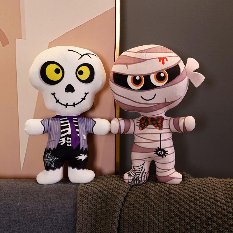 30cm Halloween Doll Plush Toy Funny Pumpkin Man Skeleton Monster Doll Halloween Prop Decoration Doll Kids Scare Halloween Gift