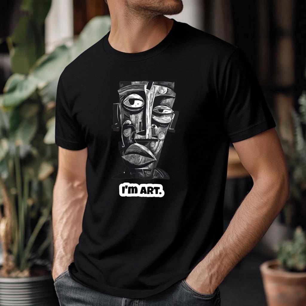 Abstract Face Graphic Tee | I’m Art Aesthetic Black T-shirt