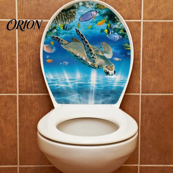 Waterproof Toilet Stickers Sea World Lid Stickers, Wall Sticker, Easy Removable Bathroom Peel & Stick Decal for Restroom Decor Creative Home