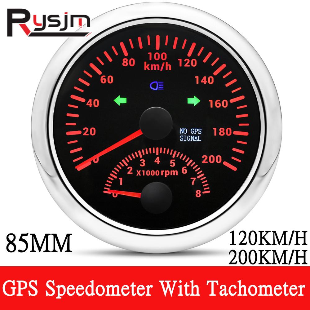New 85mm Digital Car Truck Boat GPS Speedometer Gauge 0-200KM/H 0-120kmh Speed Meter Tachometer 8000RPM for Car Boat ATV 9-32V