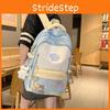 Cute Color Blocked Large Capacity Student Backpack With Pendant For Daily Commuting
