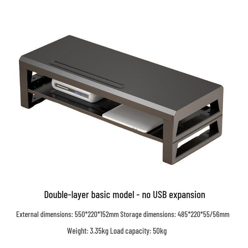 Multifunctional USB Monitor Riser Stand & Desktop Organizer