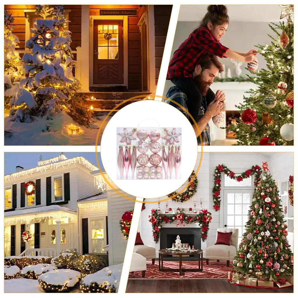 Christmas Ball Ornaments 40 Pieces Seasonal Decoration Ball Hangable Christmas Ornament For Porch Wreath Dining Table