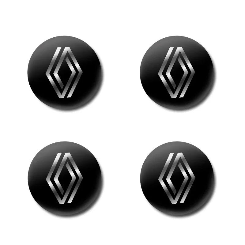 4 pièces 56mm Cache-moyeu de roue de voiture Autocollant de badge Pour Renault Koleos QM5 QM6 Scenic Megane Fluenec Latitude Clio Caoutchouc