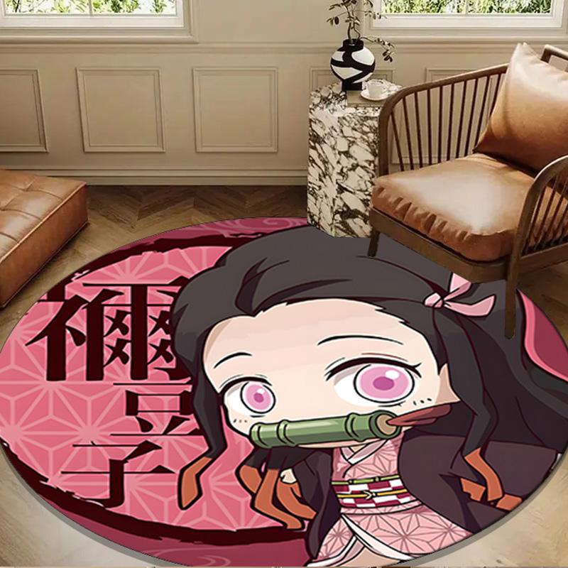Brave Demon Warrior's Journey Round mat, Anti-slip Circle Carpet Chair rug For livingroom,Bedroom, doormat home decor Gift Christmas Gifts