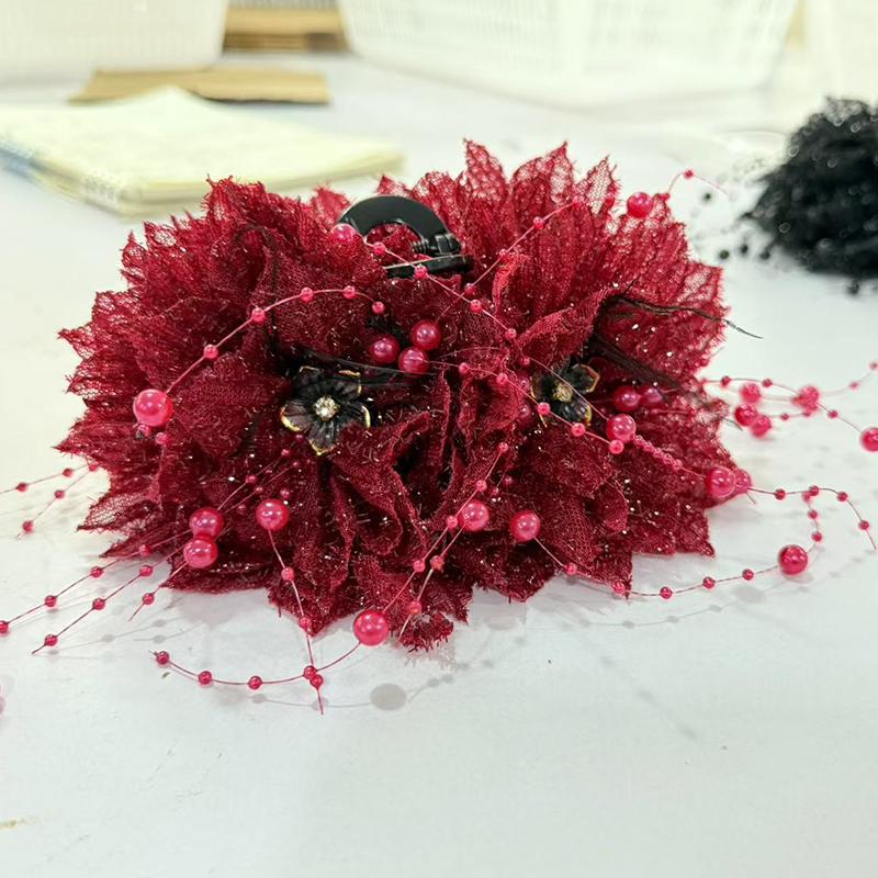 

Light Luxury Double Flower Tassel Hair Clip Women Shark Clip Headwear Hair Accessories красный