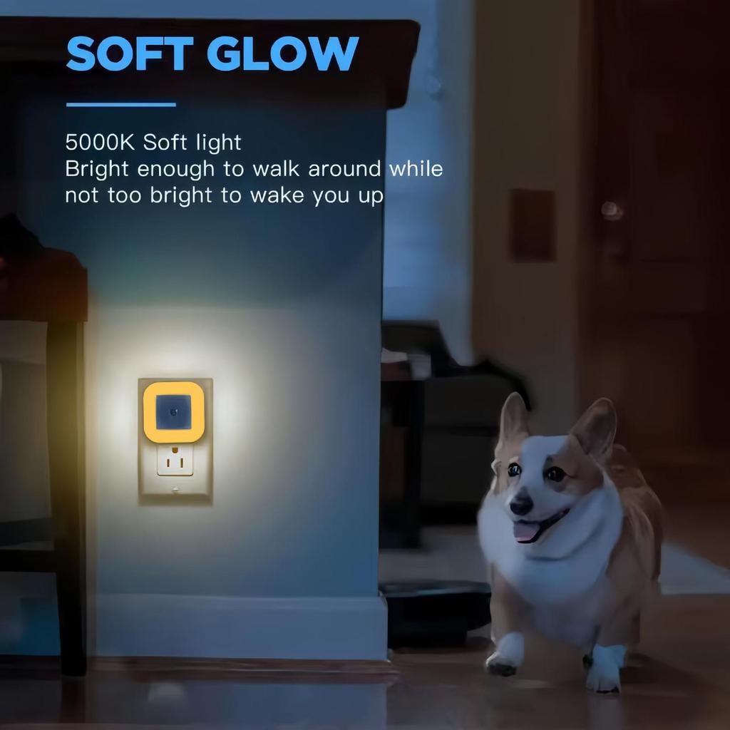 Smart LED Night Light with Dual Standard Socket and Energy-Saving Sensor