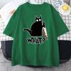 Killer Black Cat What Surprised Print Men's Cotton T-Shirt Creativity Funny Tops Oversize All-math Vintage Short Sleeve Man Tops