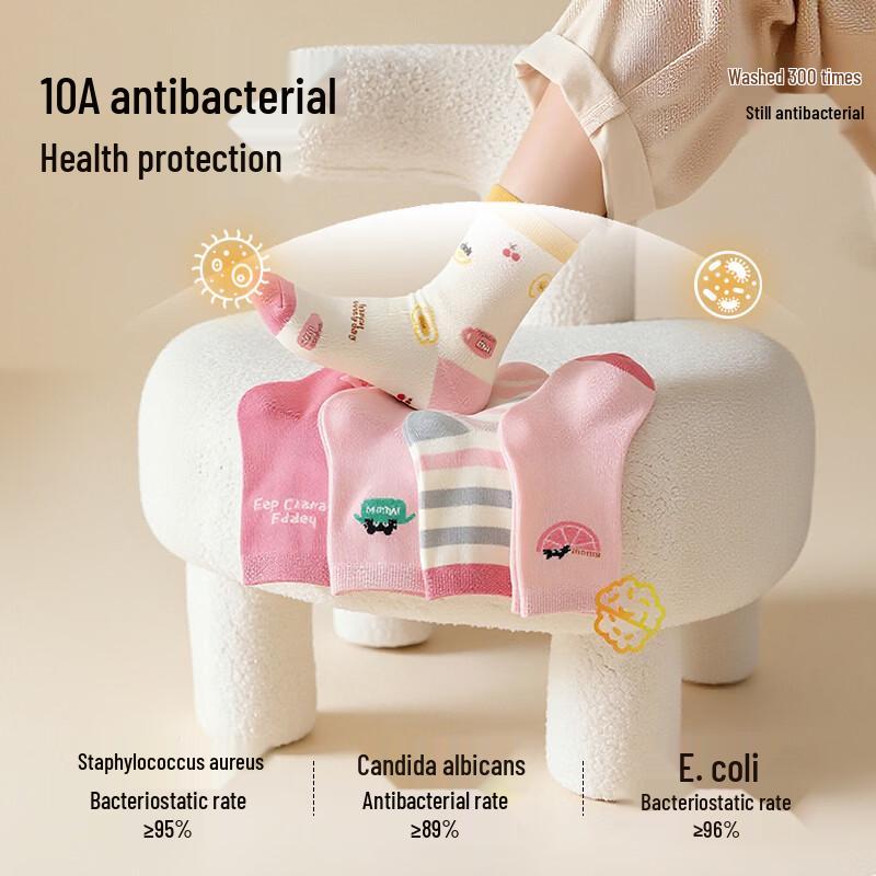 MaoRen Girls' Pure Cotton Cartoon Antibacterial Socks