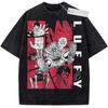 Unisex Washed Black Vintage Tshirt One Piece Luffy Gear Fourth Smile Highquality Fabric for Home Leisure Travel Shopping