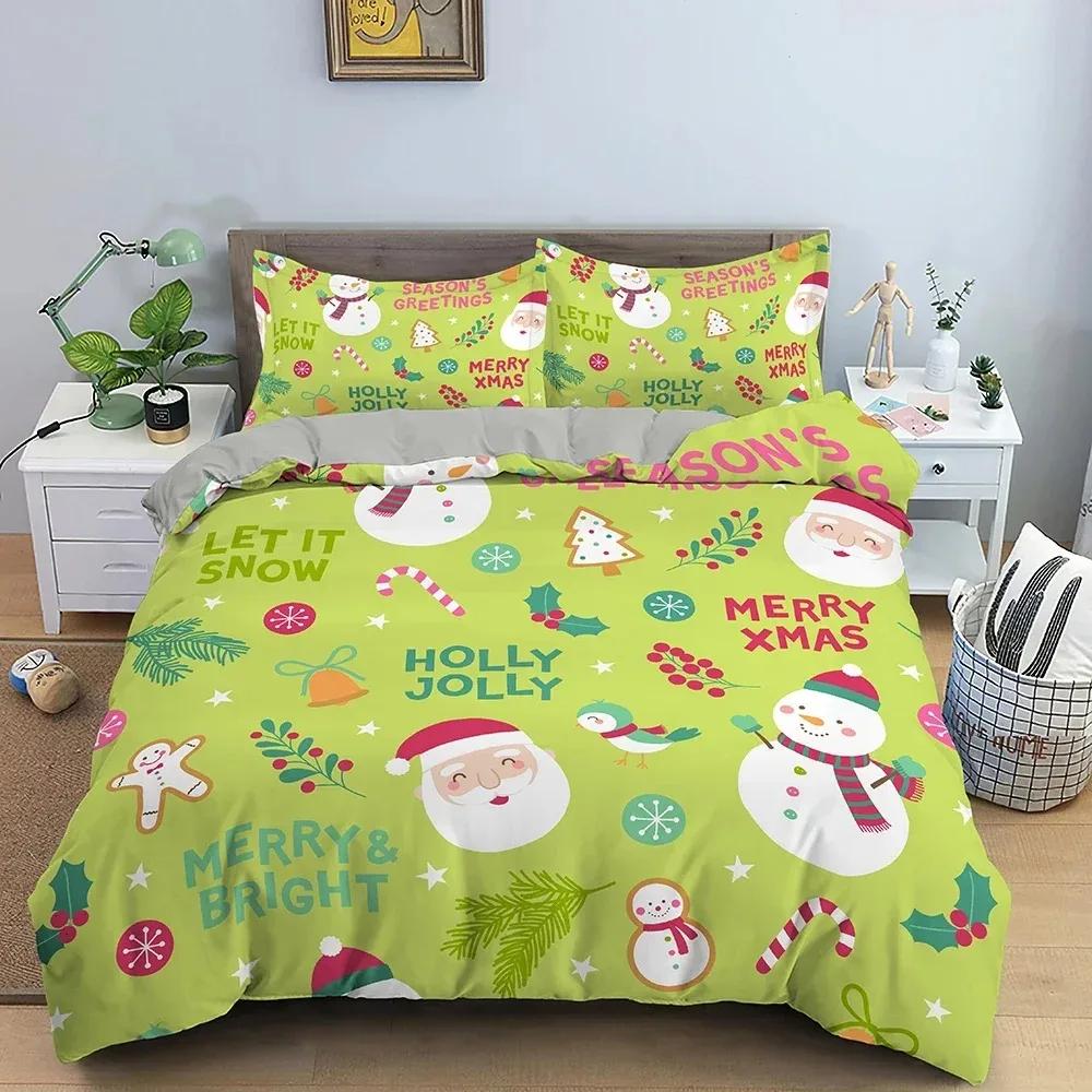 Christmas Decoration Bedding Set Luxury Soft Duvet Cover Sets 3D Christmas Printed Quilt Cover King Queen Twin Size Home Textile