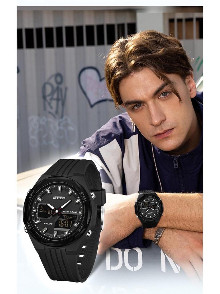 SANDA Sports Watch: World Time, Multifunctional Chronograph, Waterproof, Unisex