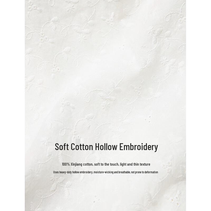 INMAN Women's 100% Cotton Embroidered Ruffle V-Neck Short-Sleeve Blouse