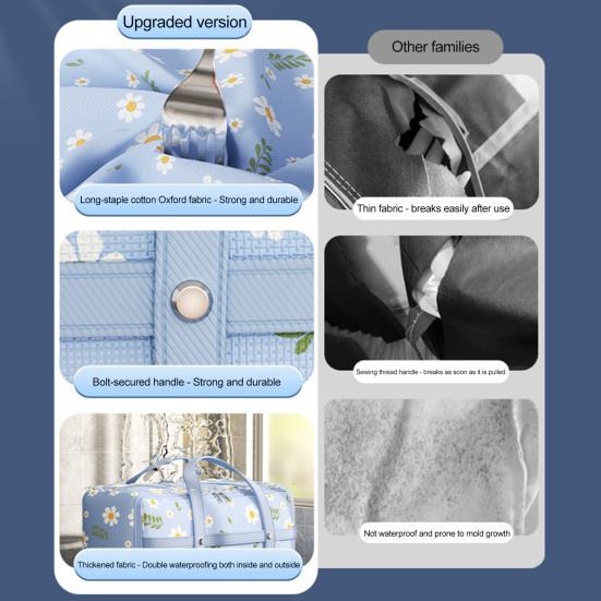 Storage Bag with Two-Way Zipper Extra Large Capacity Dust-Proof Organizer Flower Pattern Clothes Storage Bag