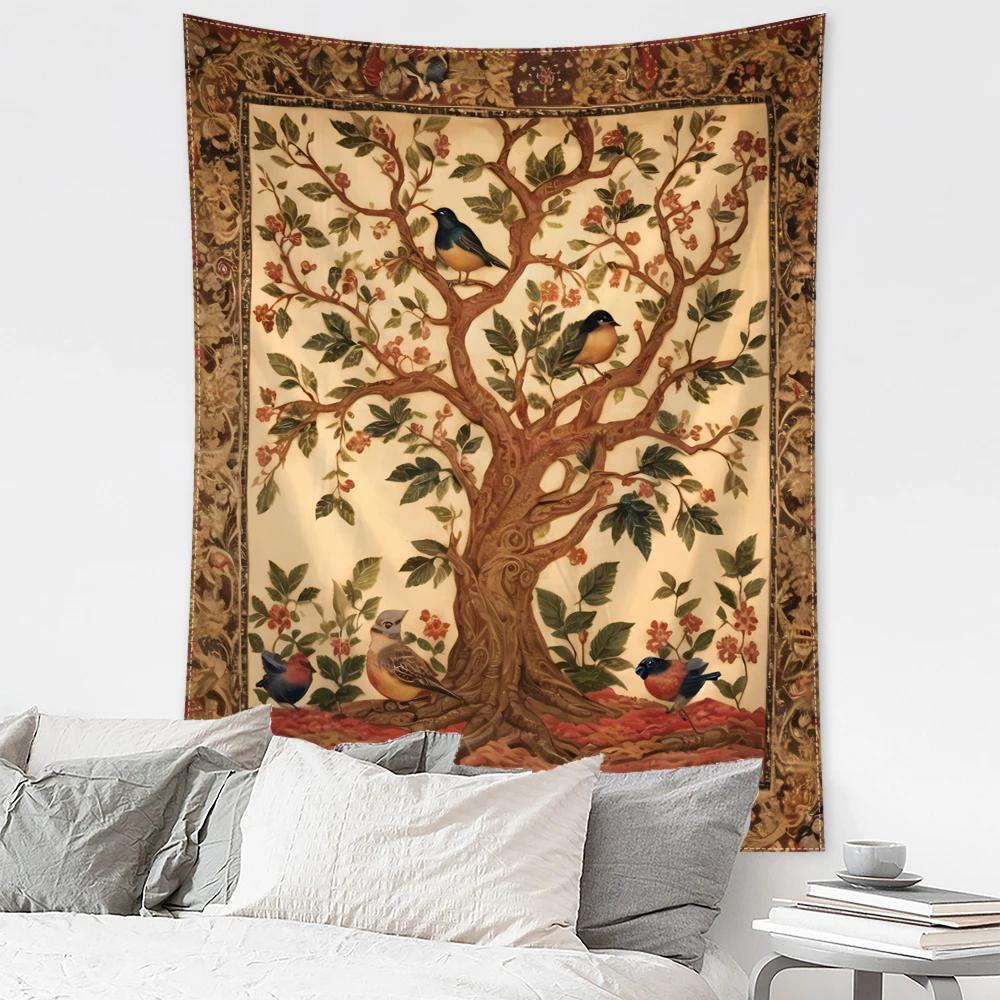 

VIKAMA Vintage Mythical Phoenix Tapestry Ornate Gold Trim Floral Bird Wall Hanging for Bedroom Living Room Dorm Decor 74x94cm(29x37in)