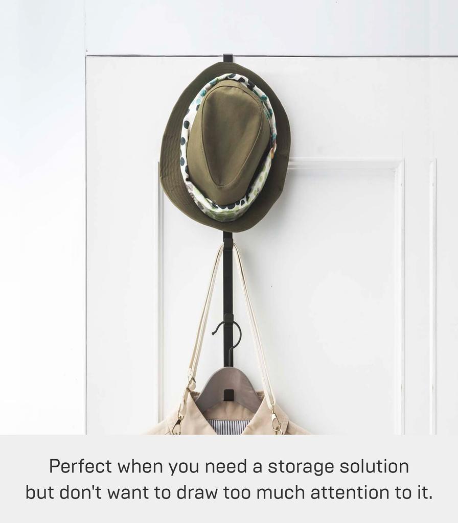 Yamazaki Smart Door Hanger, Long, Black, Approx. W1.5 X D9 X H54cm, Hat Hanger, Bag Storage, Door Hook, 7646