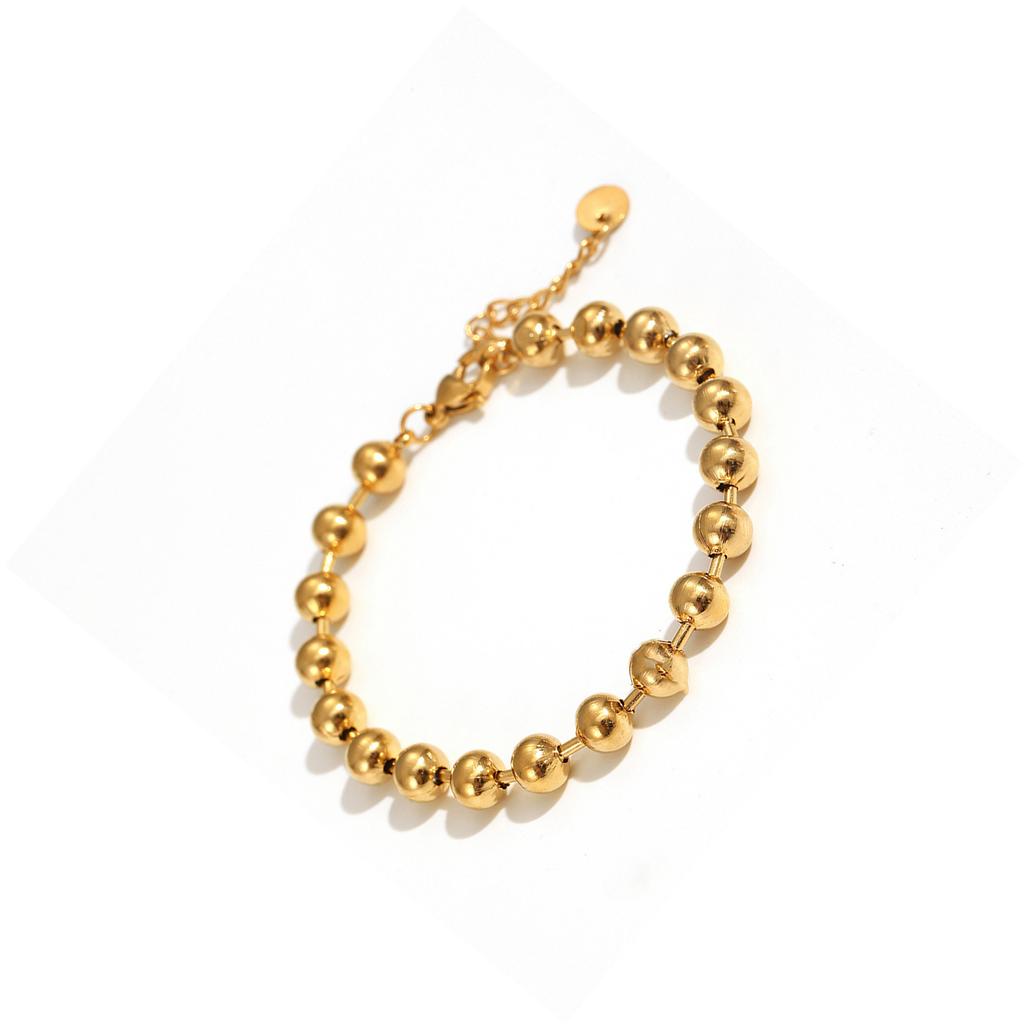Unique Round Bead Chain Bracelet Sturdy Stainless Steel Jewelry With Smooth Finishes And Versatile Look