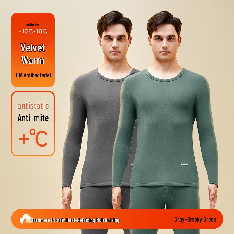 Men's Woolen Thermal Underwear Set: Autumn & Winter Fleece Pants & Top