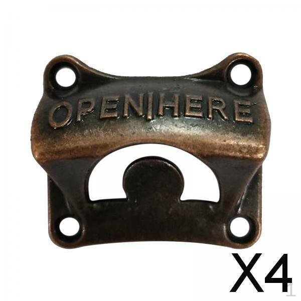 

4xВинтажная настенная открывалка для бутылок Быстрая открывалка для соды и стеклянных крышек Красная бронза