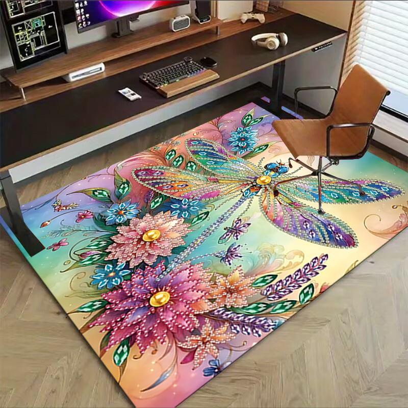 1PC Dragonfly Flowers Carpet Ultra Soft, Thick & Absorbent, Non Slip Machine Washable Mat for Entryway