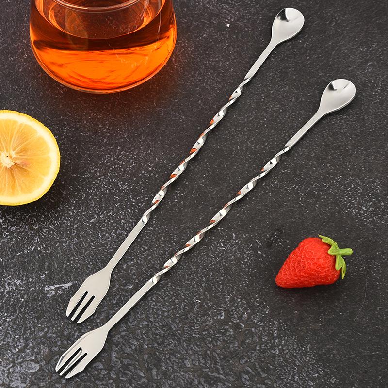 Stainless Steel Long Handle Bar Spoon for Cocktails, Milk Tea, and Coffee Mixing