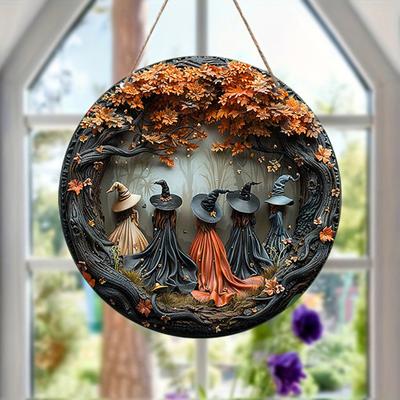 Halloween Witches Sign Gothic Witches Theme Hanging Decoration Forest Witches Sign for Doors Walls Windows Home Party Decor