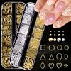 Japanese Bow Strip Box, Gold And Silver Nail Art Rivets, Half A Piece, Round Beads, Small Rice Grains, Butterfly Metal Nail Patch.