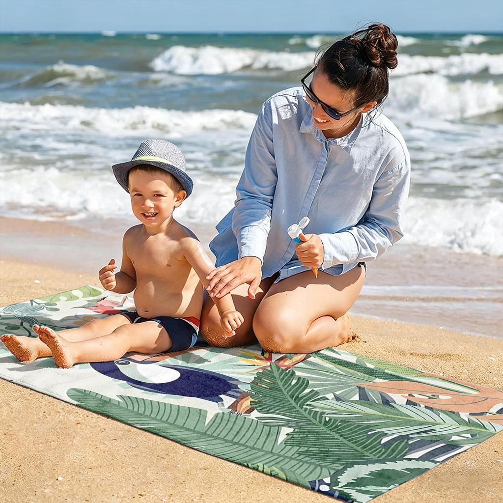 1 Stück Handtuch Tropischer Stil Dekorative Illustration Geschenke für Freunde Schnelltrocknendes Strandtuch Für Yoga Tourismus Strand GYM Camping Schwimmen