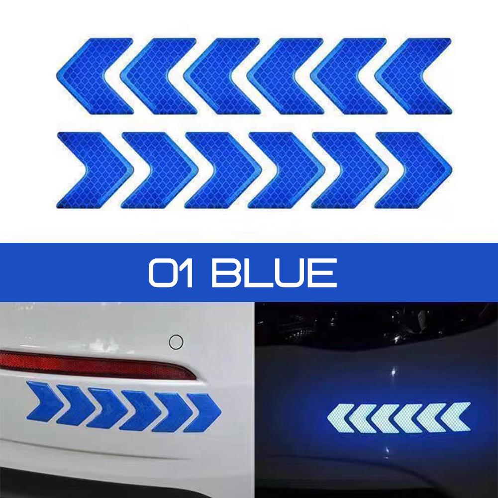 12Pcs/Set Car Reflective Sticker Arrows Pattern Warning Decals For Motorcycle Auto Tail Bar Bumper Safety Car Decor Accessories