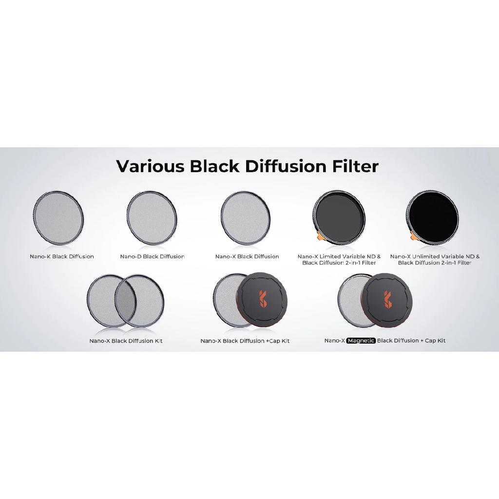 K&F CONCEPT Black Diffusion Filter 1/8 3pcs Cleaning Cloth with 18 Multi-Layer Coatings 55mm 58mm 62mm 67mm 82mm Nano K Series