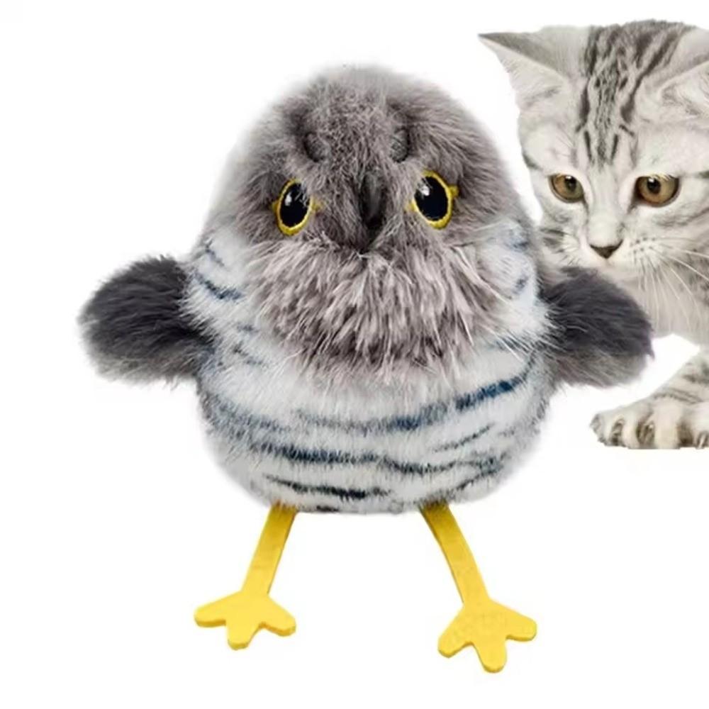 Electric Chirping Bird USB Rechargeable Touch Activated Interactive Cat Squeaky Sound Automatic Dance Cat Exercise