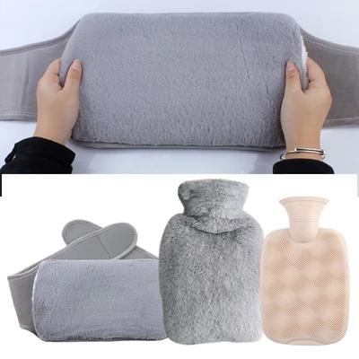 Portable Hot Water Bottle 1000/2000ml Soft Plush Neck/Shoulder Pain Relief Winter Menstrual Cramps/Hand-Feet Warmer 3-Piece Set