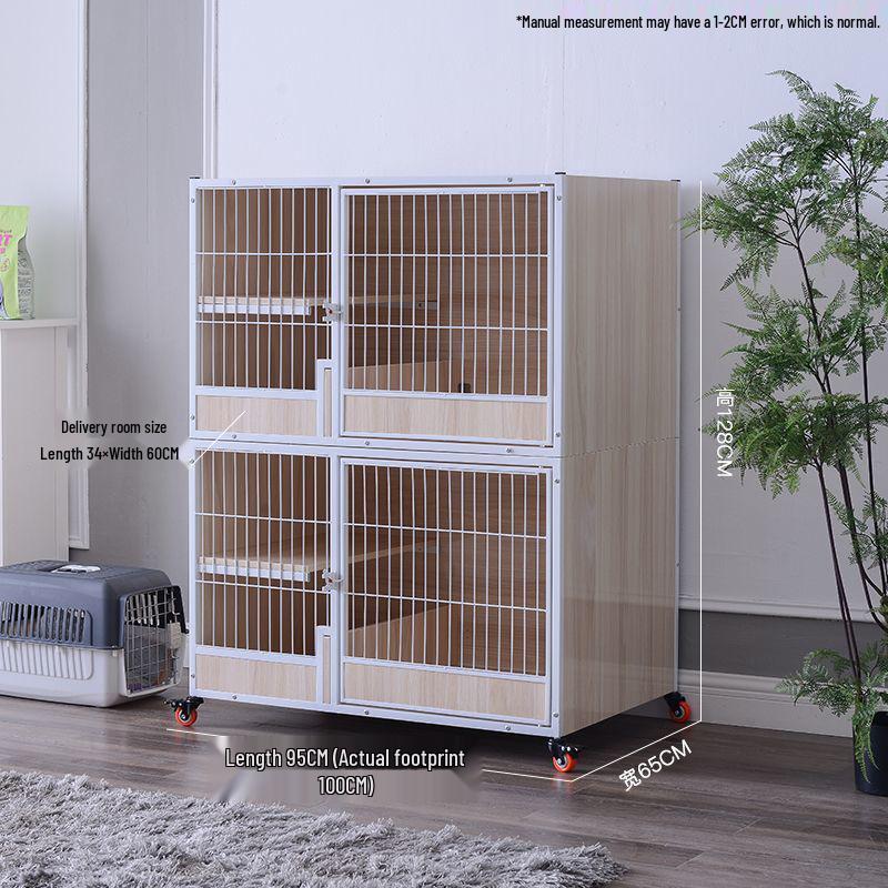 Three-Tier Solid Wood Cat Breeding & Boarding Cage with Birthing Room
