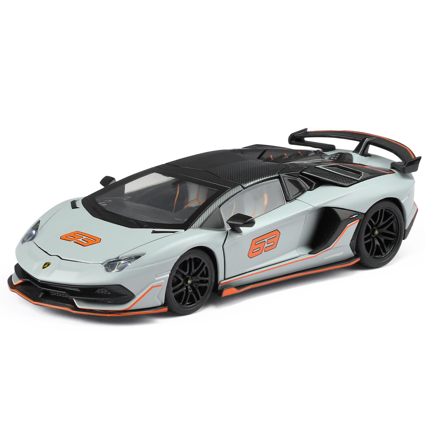 

1:32 Lamborghini Aventador SVJ63 Alloy Model Car Toy Diecasts Metal Casting Sound and Light Car Toys For Children Vehicle серый