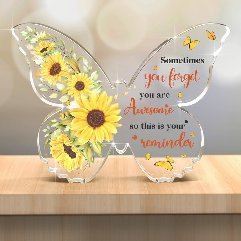 

Unique Butterfly-shaped Acrylic Plaque Sunflowers - Stunning Addition to Party Table чистый